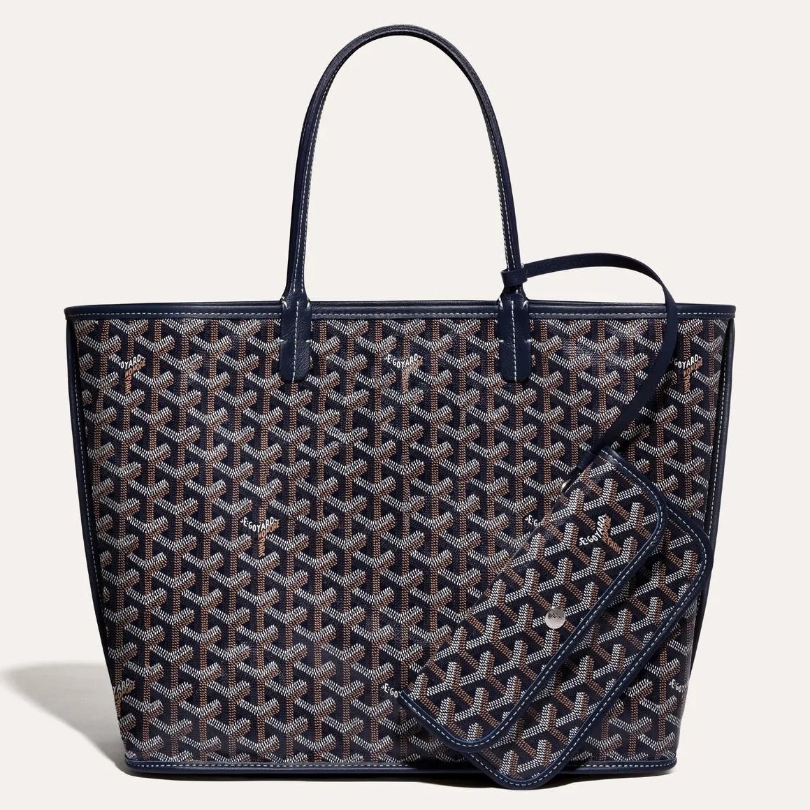 Replica Goyard Anjou PM Reversible Bag in Navy Blue Goyardine Canvas