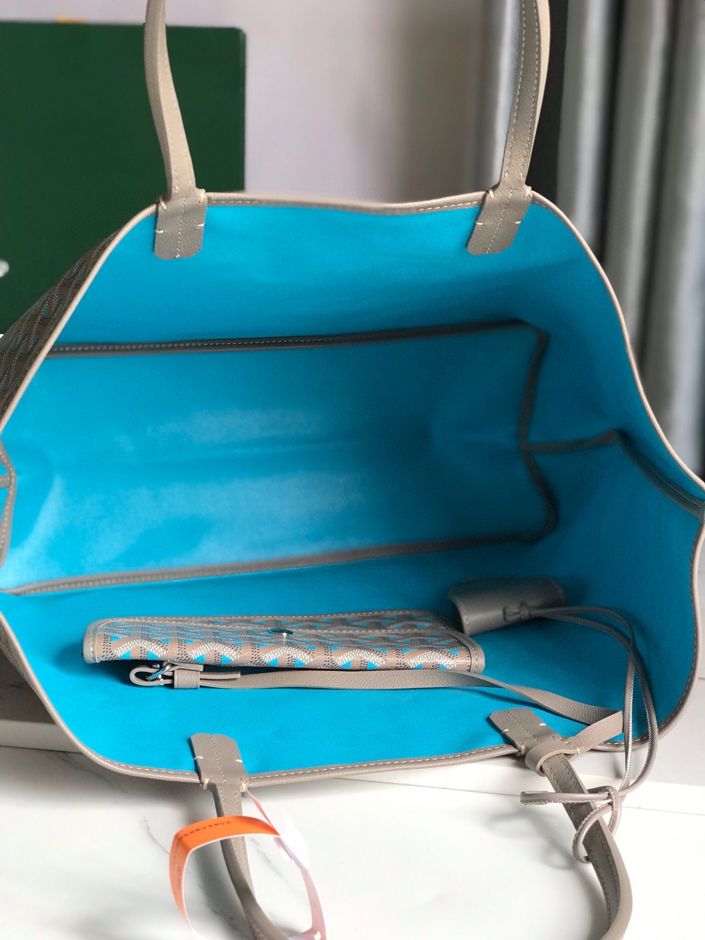 Goyard Saint Louis Claire-Voie GM Bag Turquoise in Coated Canvas