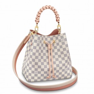 Louis Vuitton NeoNoe MM Bag with Braided Handle in Damier Azur Canvas N40344