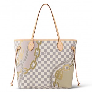 Louis Vuitton Neverfull MM Bag in Damier Azur Canvas with Print N40471